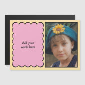 Aangepaste tekst 1 foto perzik roze magnetische ka uitnodiging (Voorkant / Achterkant)