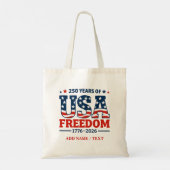 Aangepaste tekst 250 jaar vrijheidsvlag van de VS Tote Bag (Achterkant)