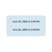 Aangepaste tekst 2 lijnen, lichtblauwe achtergrond etiket (Voorkant)