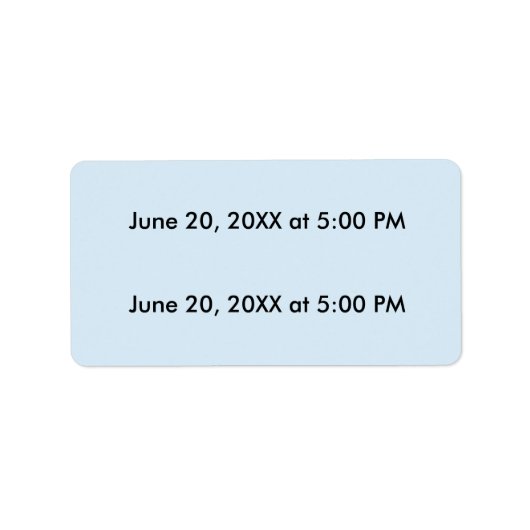 Aangepaste tekst 2 lijnen, lichtblauwe achtergrond etiket (Voorkant)