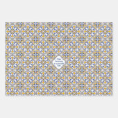 Aangepaste tekst 💙 3 Blauw en geel Azulejos, Inpakpapier Vel (Voorkant 3)