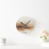 Aangepaste tekst 3D Aardse Beige Goud Abstracte Ku Ronde Klok (Huis)