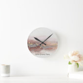 Aangepaste tekst 3D Blush Roze Goud Abstracte Berg Ronde Klok (Huis)