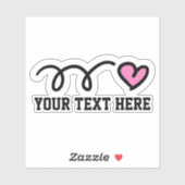 Aangepaste tekst aangepast schattig roze vinyl sticker (Vel)