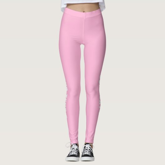 Aangepaste tekst Aangepaste roze gym Leggings (Voorkant)