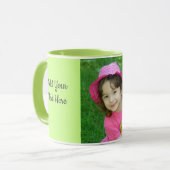 Aangepaste tekst aanpassen Kinder foto Koffie groe Mok (Voorkant links)