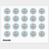 Aangepaste tekst Aardbei Bolletje Blauw Ronde Sticker (Vel)