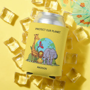 Aangepaste tekst Aarde met dieren Blikjeskoeler