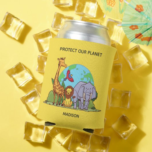 Aangepaste tekst Aarde met dieren Blikjeskoeler (Insitu Zomer)