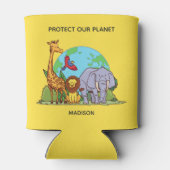 Aangepaste tekst Aarde met dieren Blikjeskoeler (Achterkant)