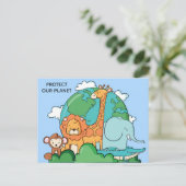 Aangepaste tekst Aarde met dieren Briefkaart (Staand voorkant)