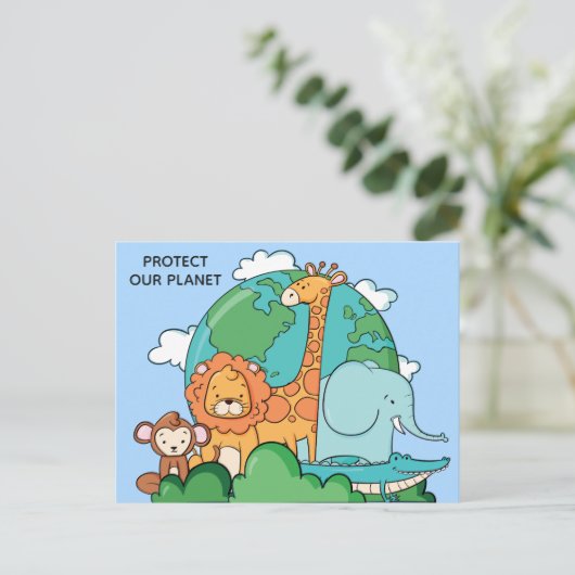 Aangepaste tekst Aarde met dieren Briefkaart (Staand voorkant)