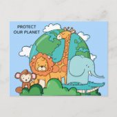 Aangepaste tekst Aarde met dieren Briefkaart (Voorkant)
