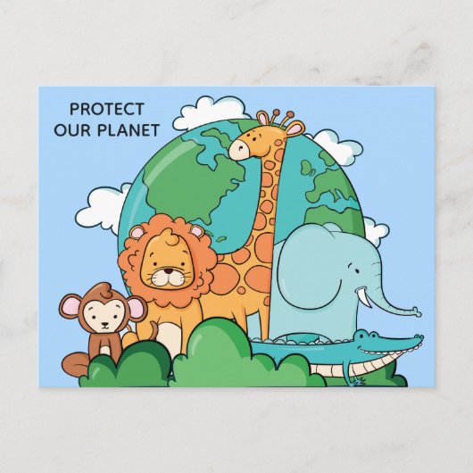 Aangepaste tekst Aarde met dieren Briefkaart (Voorkant)