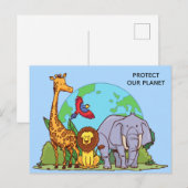 Aangepaste tekst Aarde met dieren Briefkaart (Voorkant / Achterkant)