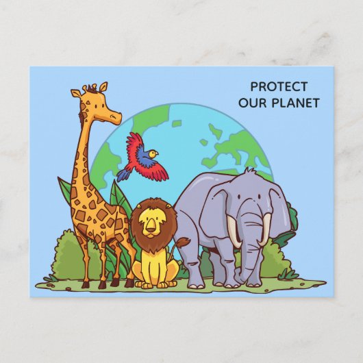 Aangepaste tekst Aarde met dieren Briefkaart (Voorkant)