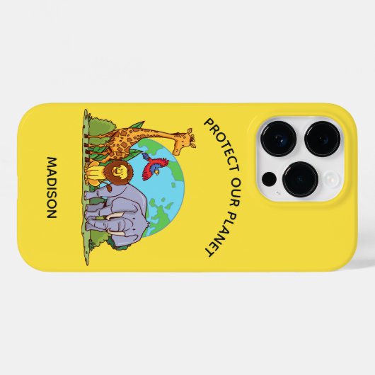 Aangepaste tekst Aarde met dieren Case-Mate iPhone Case (Achterkant (horizontaal))