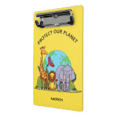 Aangepaste tekst Aarde met dieren Mini Klembord (Angled2)