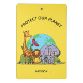 Aangepaste tekst Aarde met dieren Mini Klembord (Achterkant)