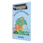 Aangepaste tekst Aarde met dieren Mini Klembord (Angled2)