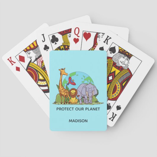 Aangepaste tekst Aarde met dieren Pokerkaarten (Achterkant)