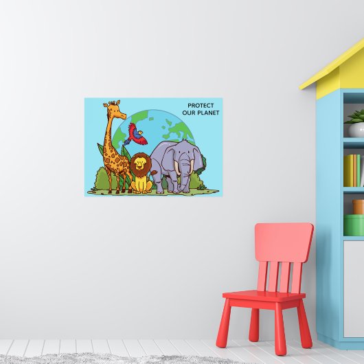 Aangepaste tekst Aarde met dieren Poster (Kinderkamer 1)