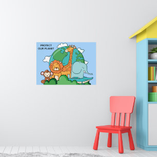 Aangepaste tekst Aarde met dieren Poster