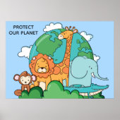 Aangepaste tekst Aarde met dieren Poster (Voorkant)