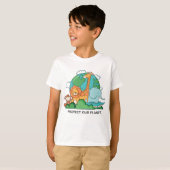 Aangepaste tekst Aarde met dieren T-shirt (Voorkant volledig)