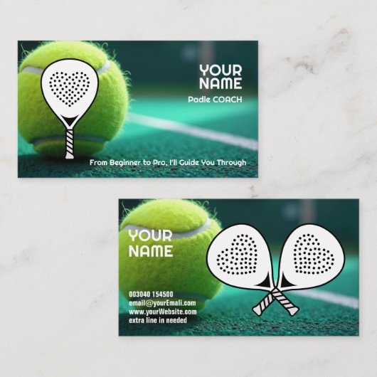 🎾Aangepaste tekst,  Ace Your Game Padel Coach  Visitekaartje (Voorkant / Achterkant)