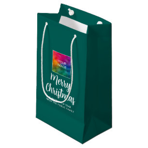 Aangepaste tekst afbeelding logo vrolijk kerstfees klein cadeauzakje