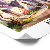 Aangepaste tekst Alberobello Italië Trulli Aquarel Poster (Hoek)