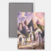 Aangepaste tekst Alberobello Puglia Trulli Waterco Magneet (Voorkant / Achterkant)