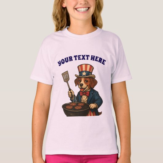 Aangepaste tekst Amerikaanse BBQ Pup Grillen T-shirt (Voorkant)