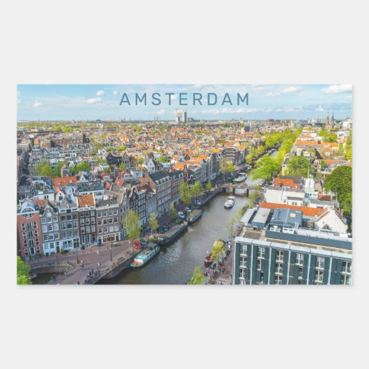 Aangepaste tekst Amsterdam Rechthoekige Sticker (Voorkant)