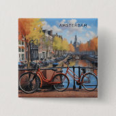 Aangepaste tekst Amsterdam Vierkante Button 5,1 Cm (Voorkant)
