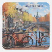 Aangepaste tekst Amsterdam Vierkante Sticker (Voorkant)