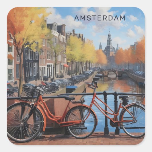 Aangepaste tekst Amsterdam Vierkante Sticker (Voorkant)