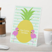 Aangepaste tekst Ananas Flamingo's Reclamebord Met Voetstuk (Insitu)