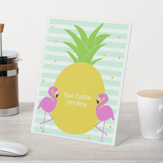 Aangepaste tekst Ananas Flamingo's Reclamebord Met Voetstuk (Insitu)