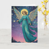 Aangepaste tekst Angel Christmas Kaart (Gele Bloem)