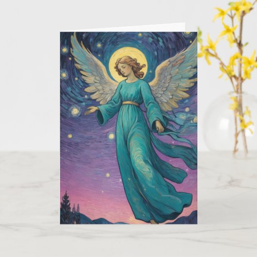 Aangepaste tekst  Angel Christmas Kaart (Gele Bloem)