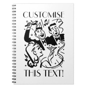 Aangepaste tekst Art Deco Cocktail Party Notitieboek