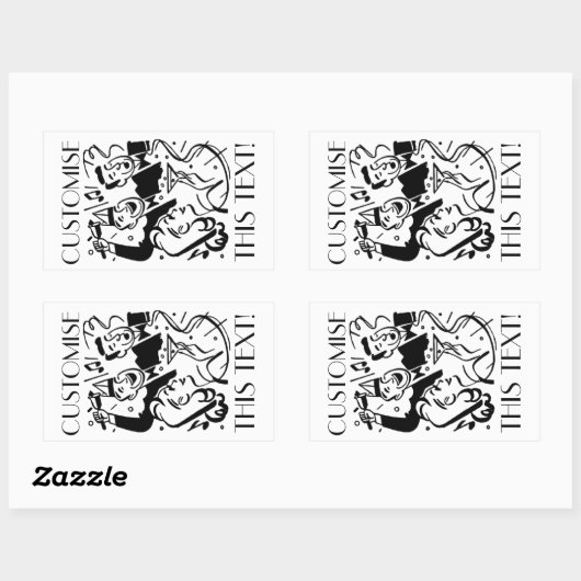 Aangepaste tekst Art Deco Cocktailparty Rechthoekige Sticker (Vel)