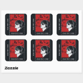 Aangepaste tekst Art Deco Music-stickers Vierkante Sticker (Vel)