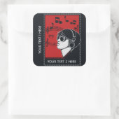 Aangepaste tekst Art Deco Music-stickers Vierkante Sticker (Tas)
