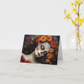 Aangepaste tekst 💀 Artful La Calavera Catrina Kaart (Gele Bloem)