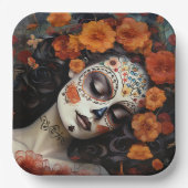 Aangepaste tekst 💀 Artful La Calavera Catrina Papieren Bordje (Voorkant)