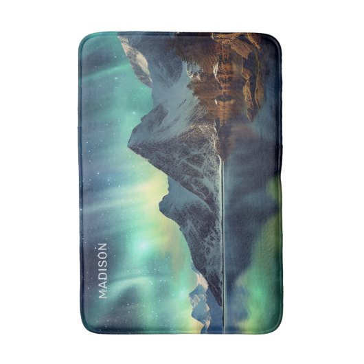 Aangepaste tekst Aurora Borealis Badmat (Voorkant Verticaal)
