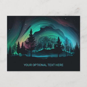 Aangepaste tekst Aurora Borealis illustratie Briefkaart